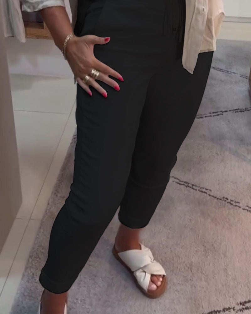 Aumora Drawstring Casual Pencil Pants