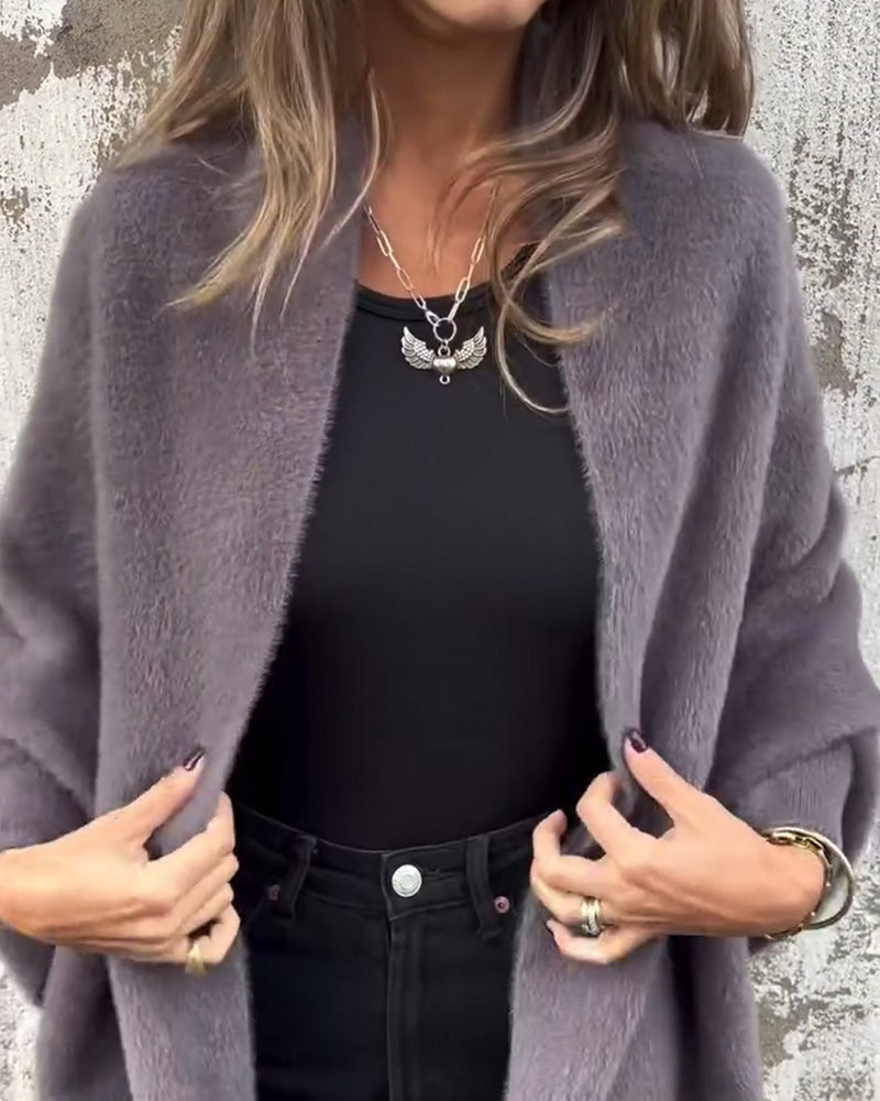 Casual solid color fringe cardigan