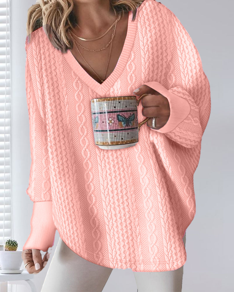 V Neck Long Sleeve Sweatshirt