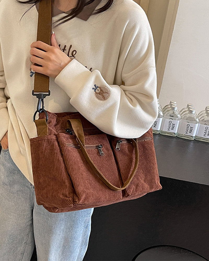 Solid color corduroy bag