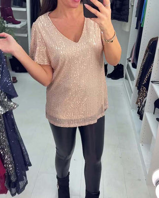 V-Neck Short-Sleeved Blouse