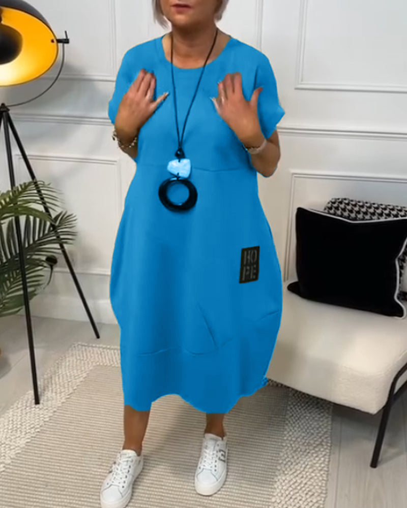 Simple letter print short sleeve casual dress