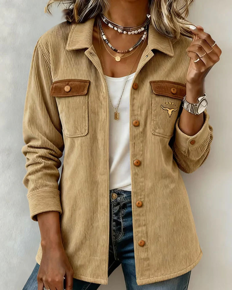 Corduroy Button Up Lapel Jacket