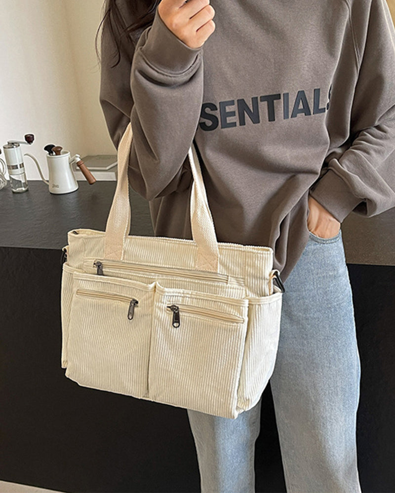 Solid color corduroy bag