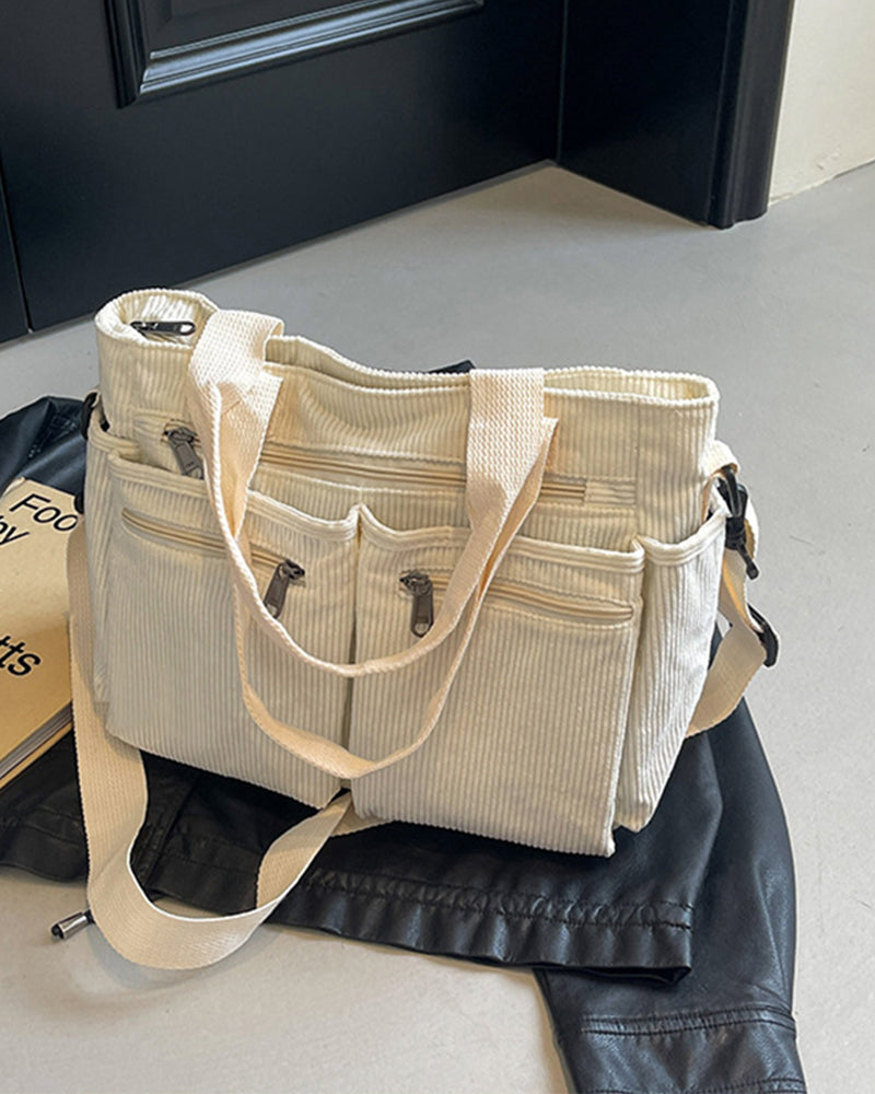 Solid color corduroy bag