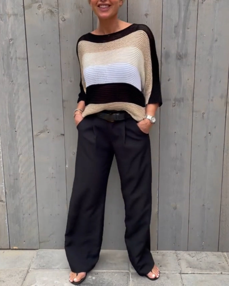 Aumora Color block crew neck sweater