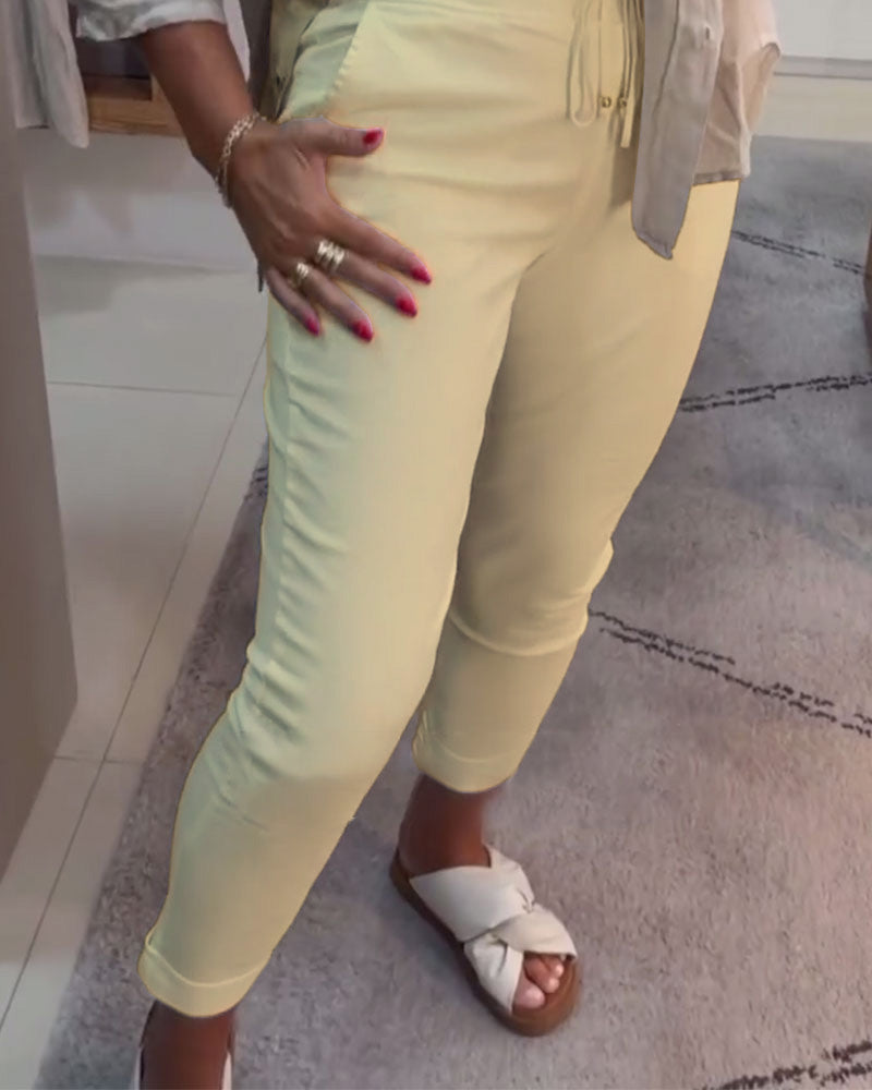 Aumora Drawstring Casual Pencil Pants
