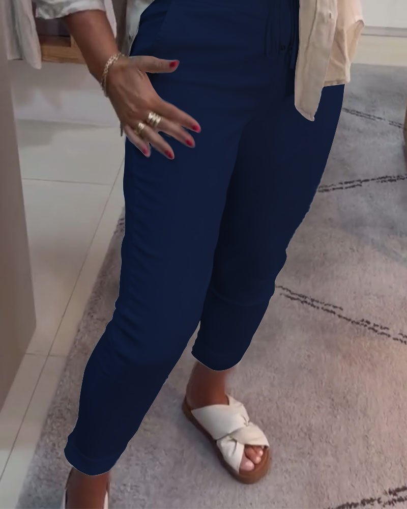 Aumora Drawstring Casual Pencil Pants