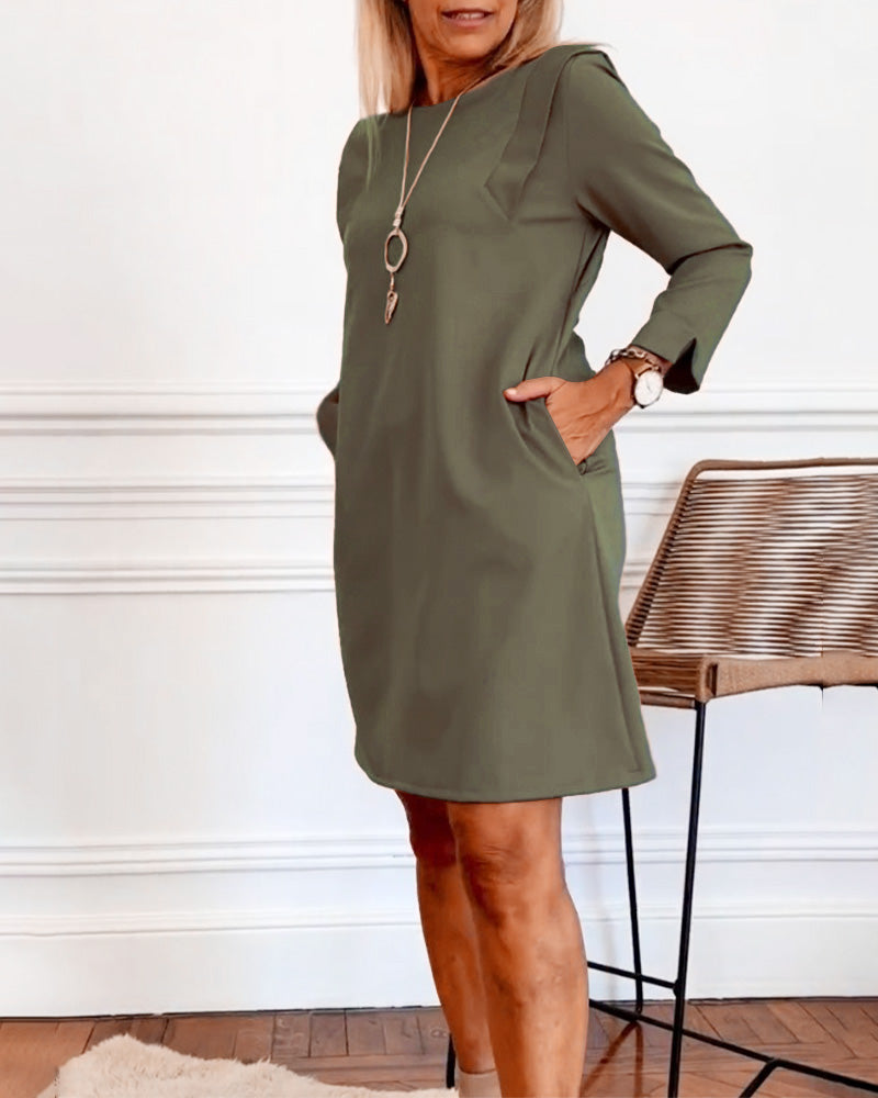 Elegant Shift Solid Color dress