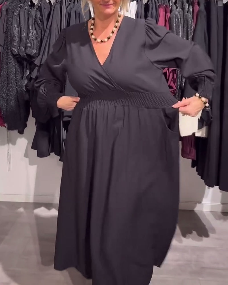 Puff Sleeve Waist-Cinching Dress