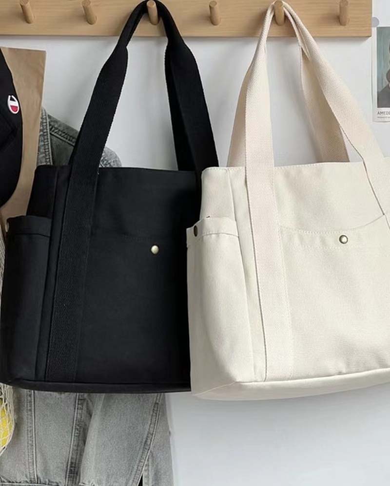 Large capacity canvas bag with double handles