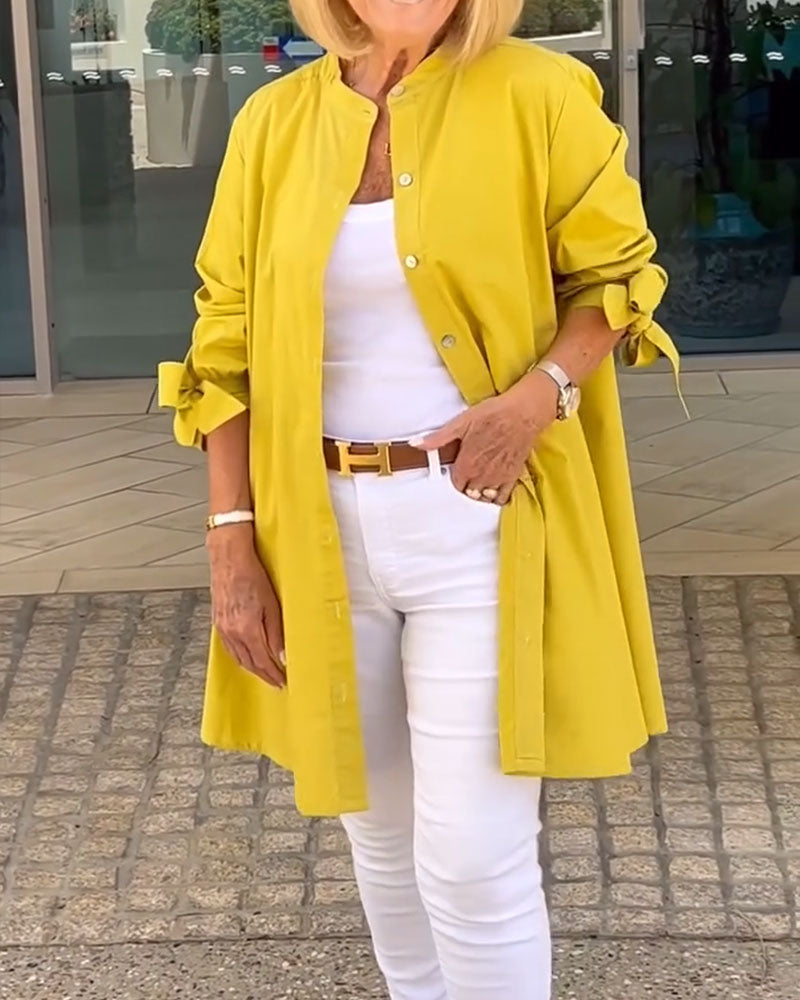 Solid Color Casual Long Sleeve Shirt
