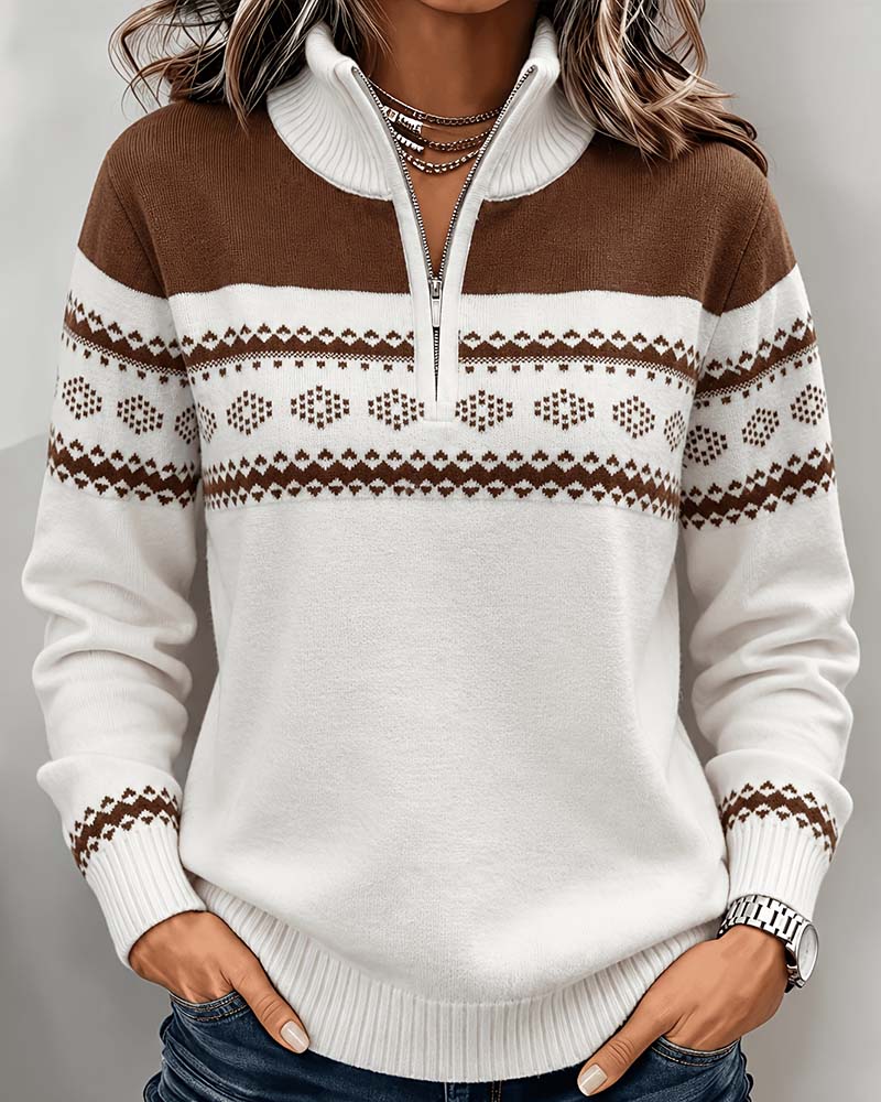 Half Zip Stand Collar Loose Pullover