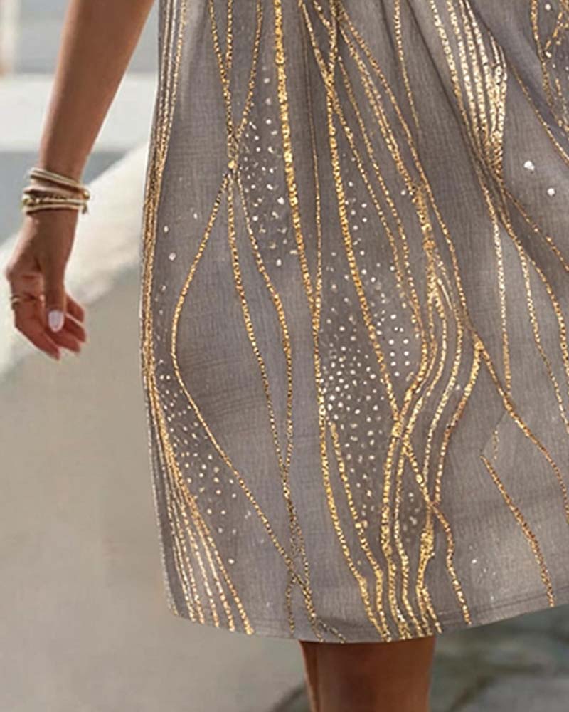 V-Neck Line Sleeveless Dress
