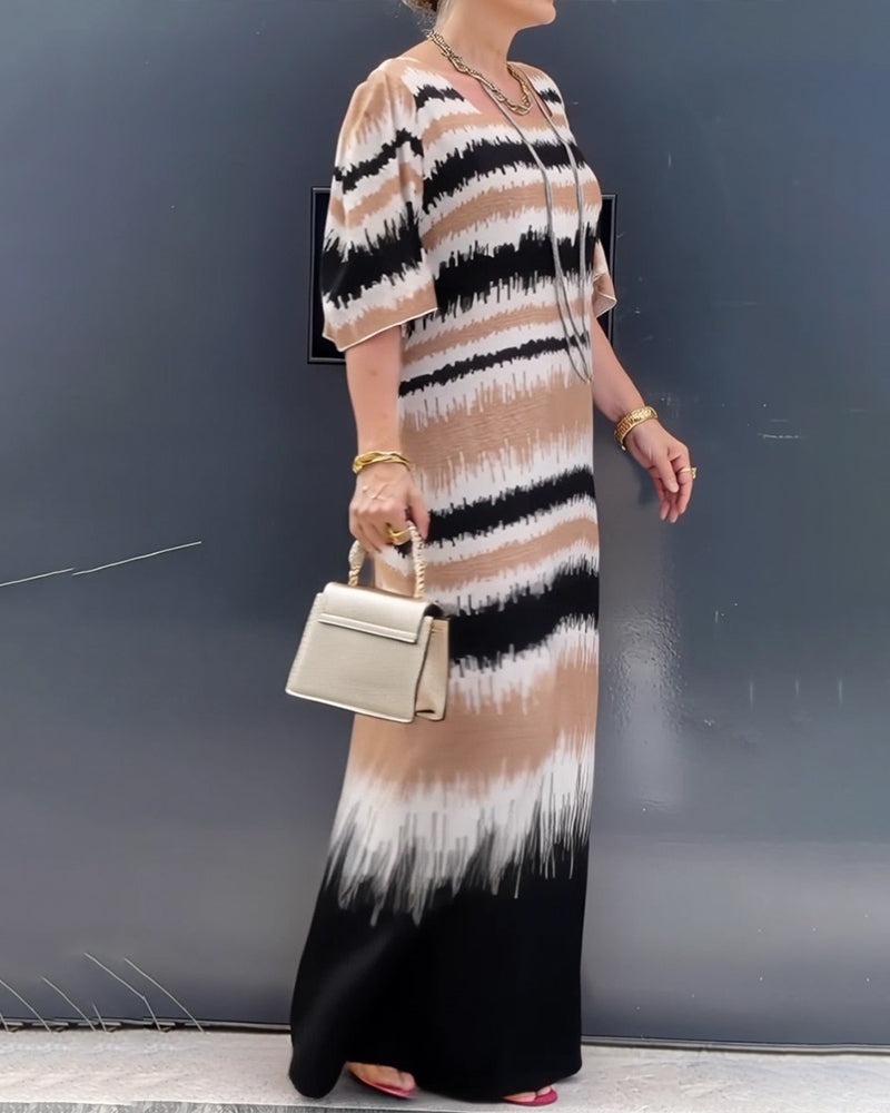 Gradient Print Floor-Length Dress