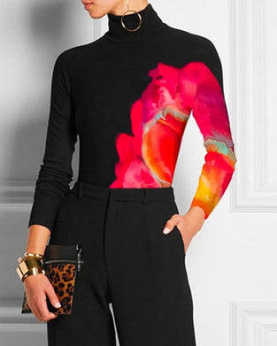 High Neck Long Sleeve Skinny T-shirt