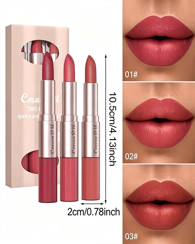 2-in-1 Dual-Ended Lipstick and Lip Gloss Set