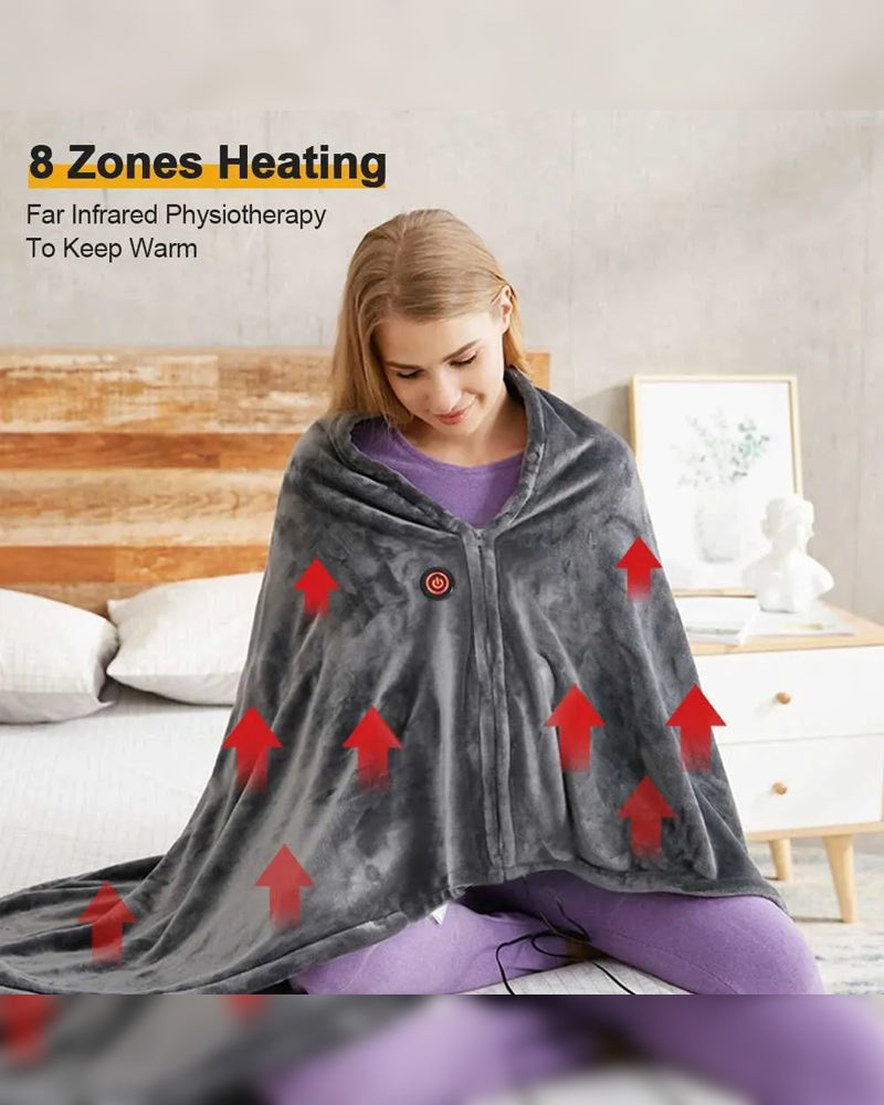 USB Heated Flannel Shawl - Portable Adjustable Electric Blanket