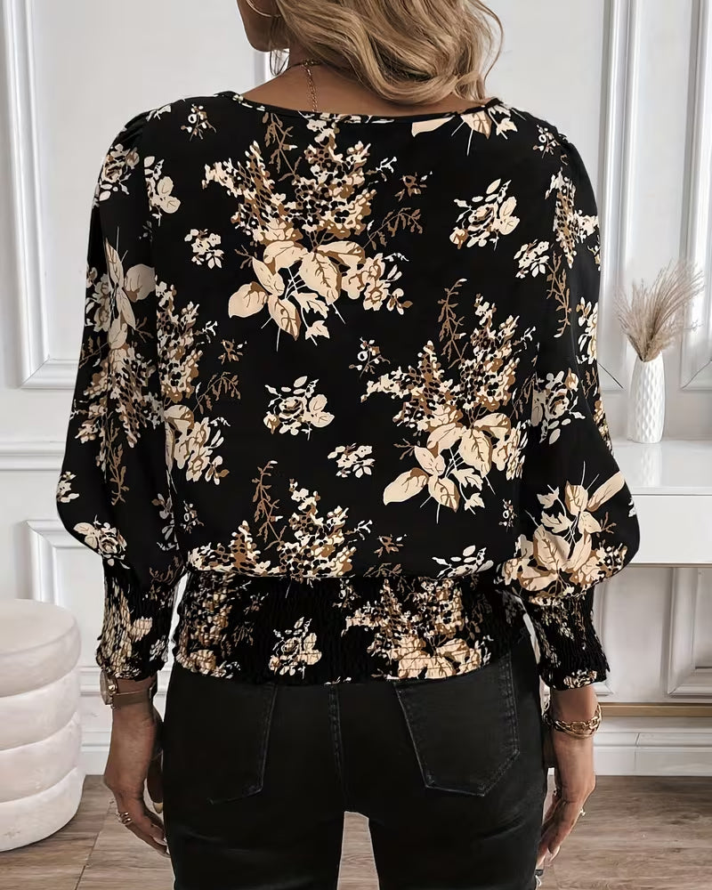 Lantern Sleeve Floral Casual Top