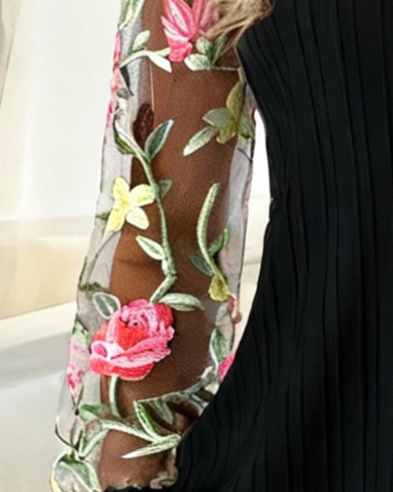 Long-Sleeved Heavily Embroidered Blouse