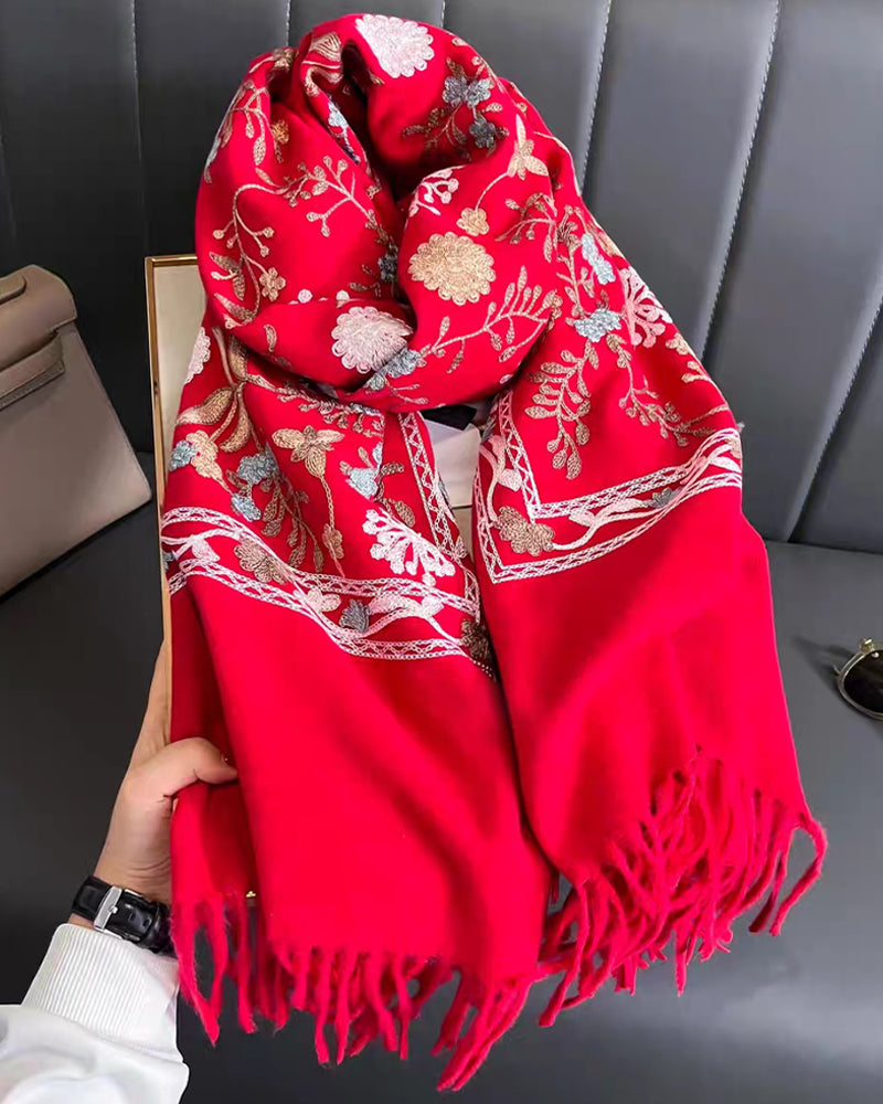Printed Fringed Long Scarf