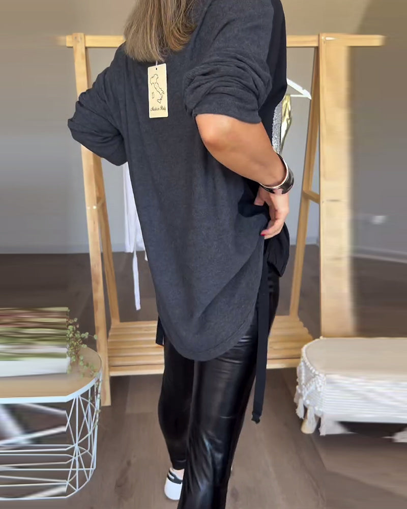 Long sleeve round neck casual top