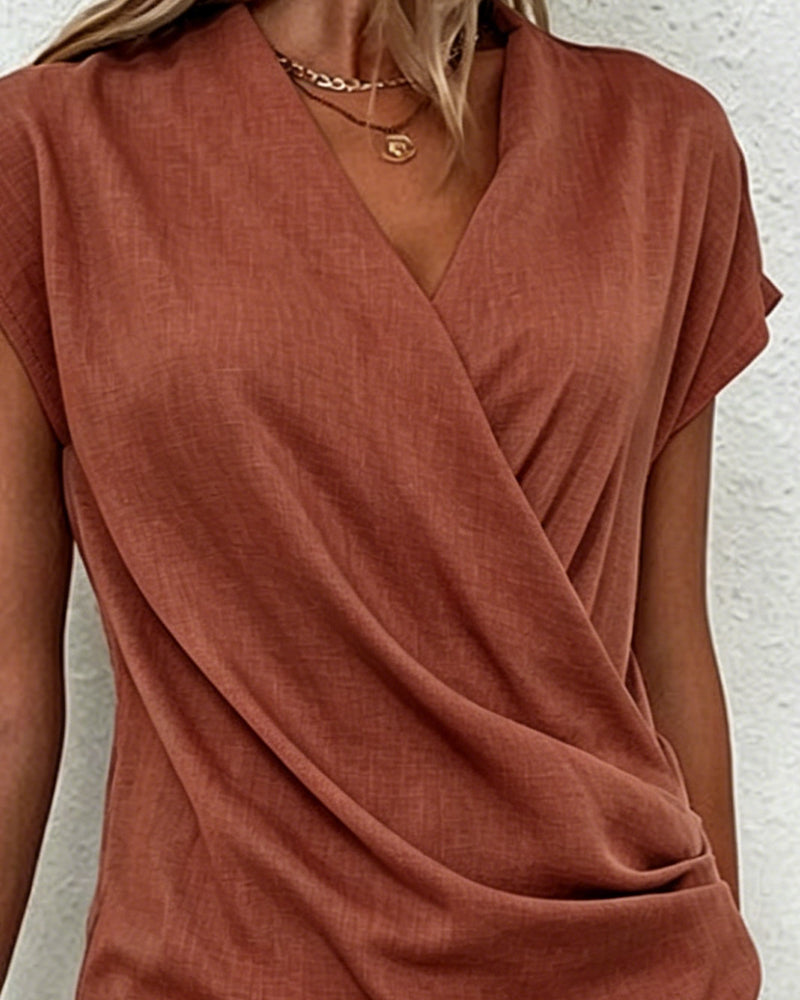 Cross-Pleated Blouse