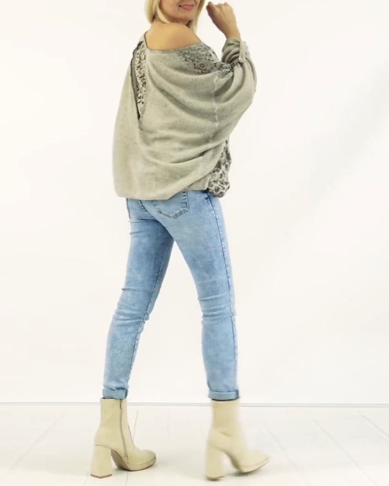 Temperament long-sleeved printed blouse