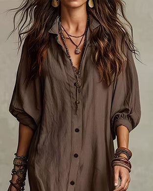 Textured Long Cardigan Shirt Dress