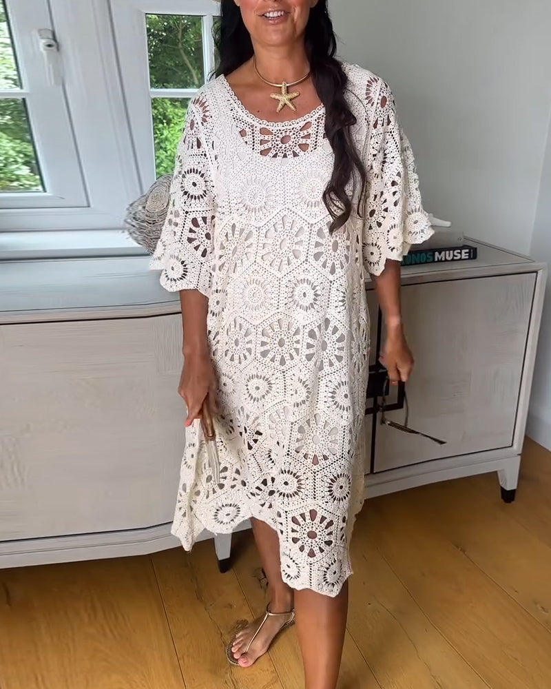 Hollow Cotton Half Sleeve Dress