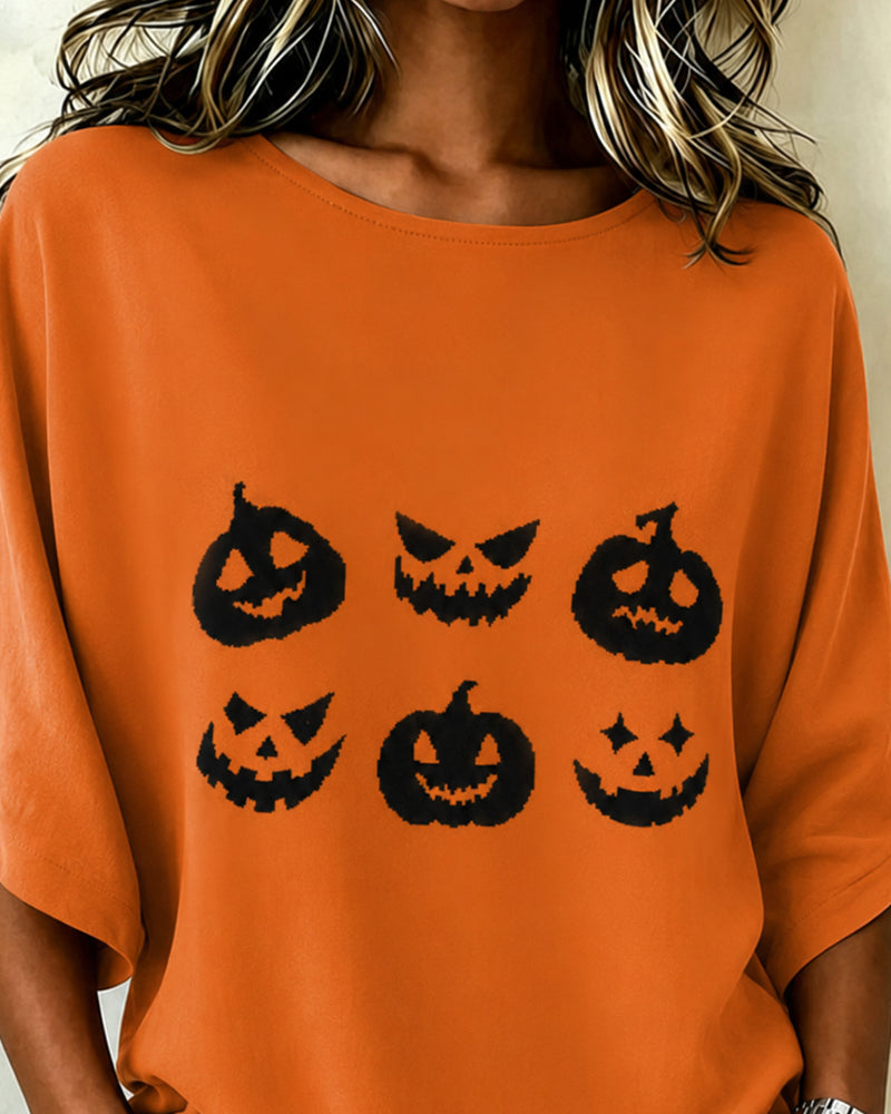 Pumpkin Print Short Sleeve T-Shirt