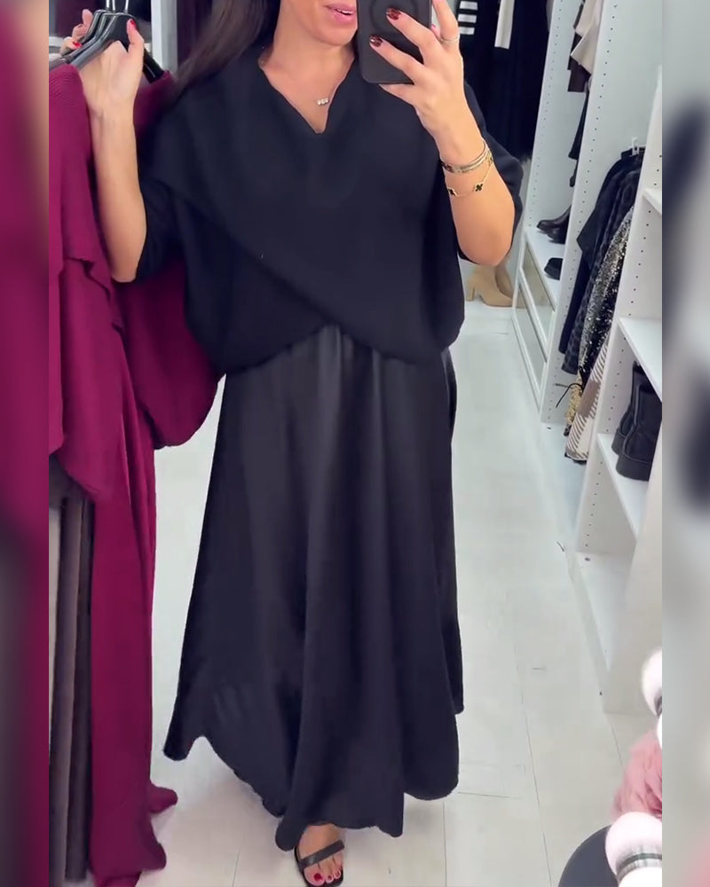 Loose V-Neck Sweater & Dress