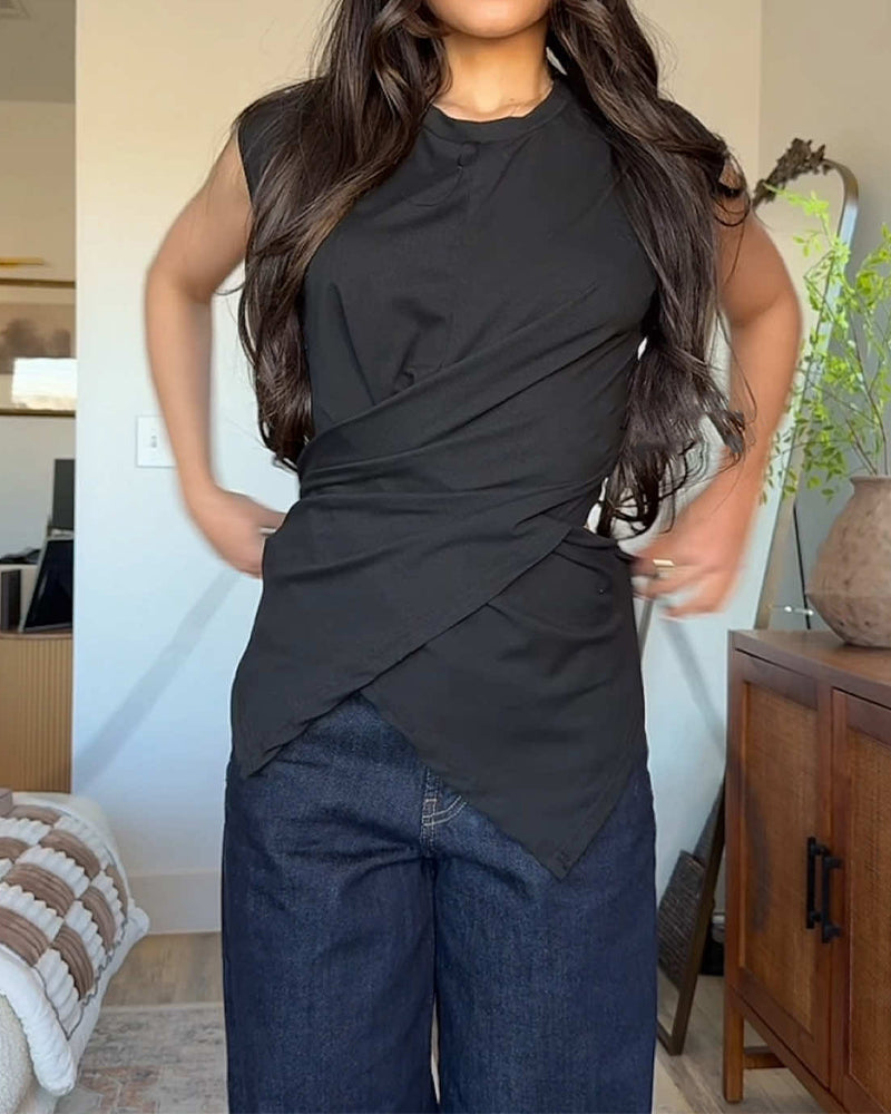 A Cross-Strap Hem Cropped Top