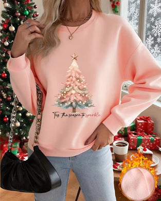 Christmas Tree Print Crew Neck Sweatshirt