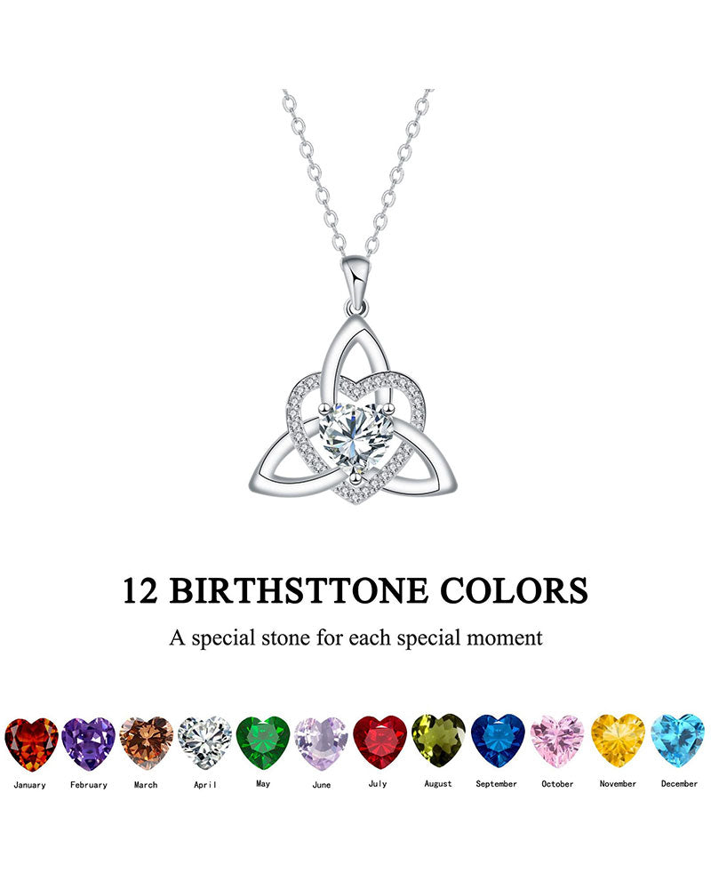 Birthstone Celtic Trinity Knot Heart Necklace✨ Heart Shape Celtic Trinity Knot Birthstone Pendant