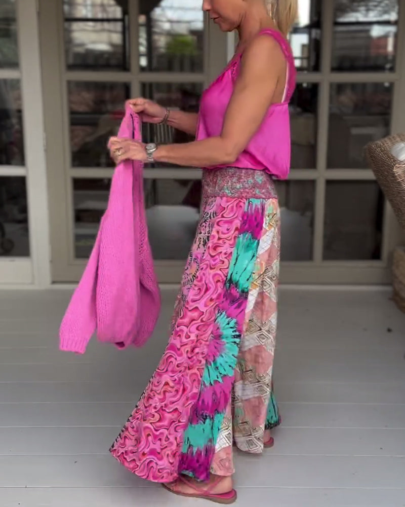 Colorful loose wide-leg pants