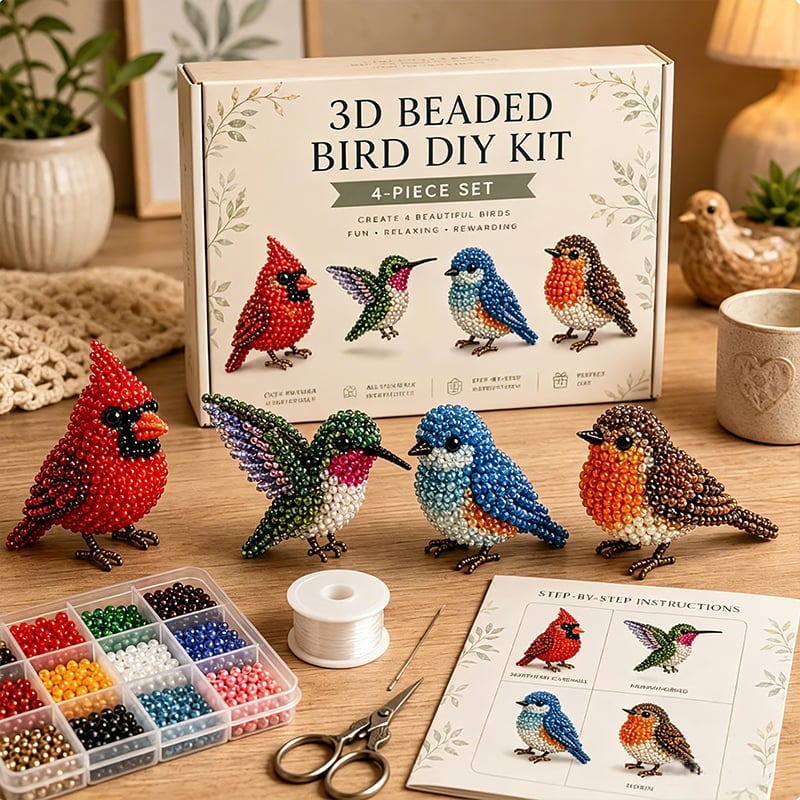 3D Beaded Animal Craft Kit - DIY Miniature Animal Beading Set for Beginners