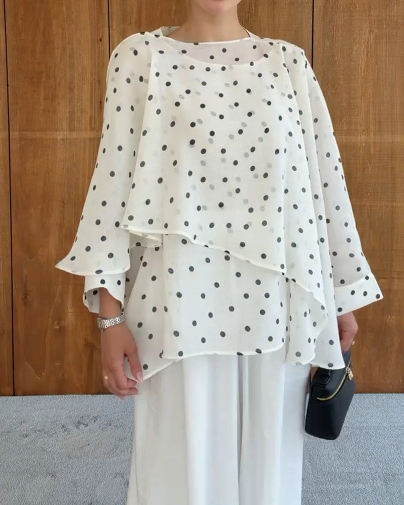 Polka Dot Irregular Blouse