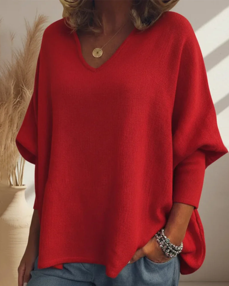 V-Neck Loose Pullover Sweater