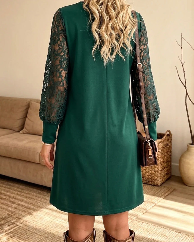 Crew Neck Long Sleeve Dress