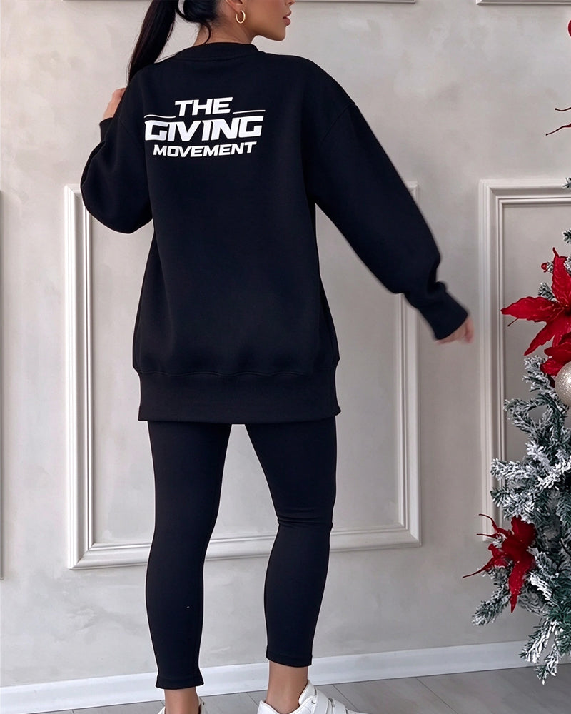Printed Sweatshirt And Sweatpants Set
