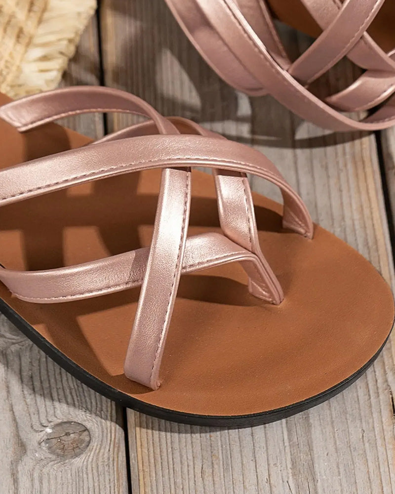 Women's Solid Color Toe Thong Sandals