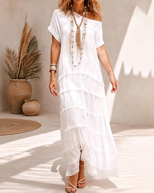 One Shoulder Solid Color Dress
