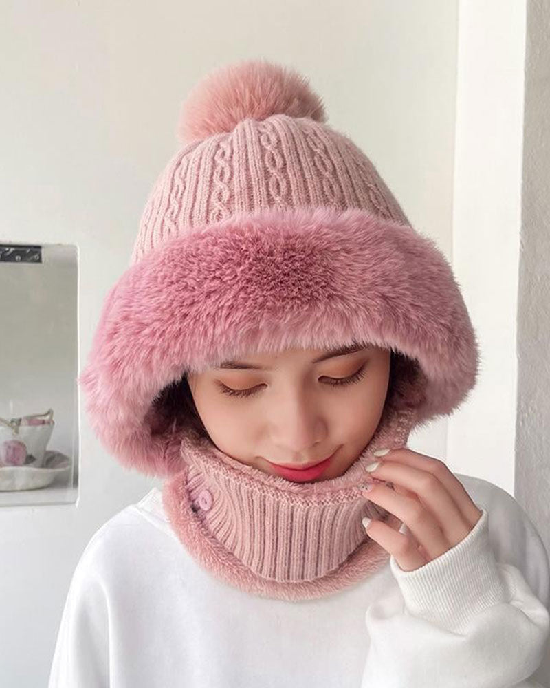 All-in-One Knitted Hat and Scarf