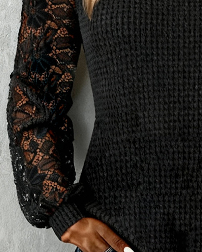 Lace Sexy Patchwork Long-Sleeved Top