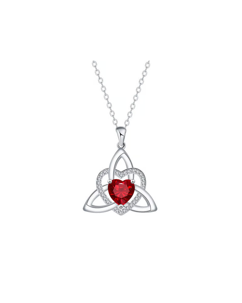 Birthstone Celtic Trinity Knot Heart Necklace✨ Heart Shape Celtic Trinity Knot Birthstone Pendant