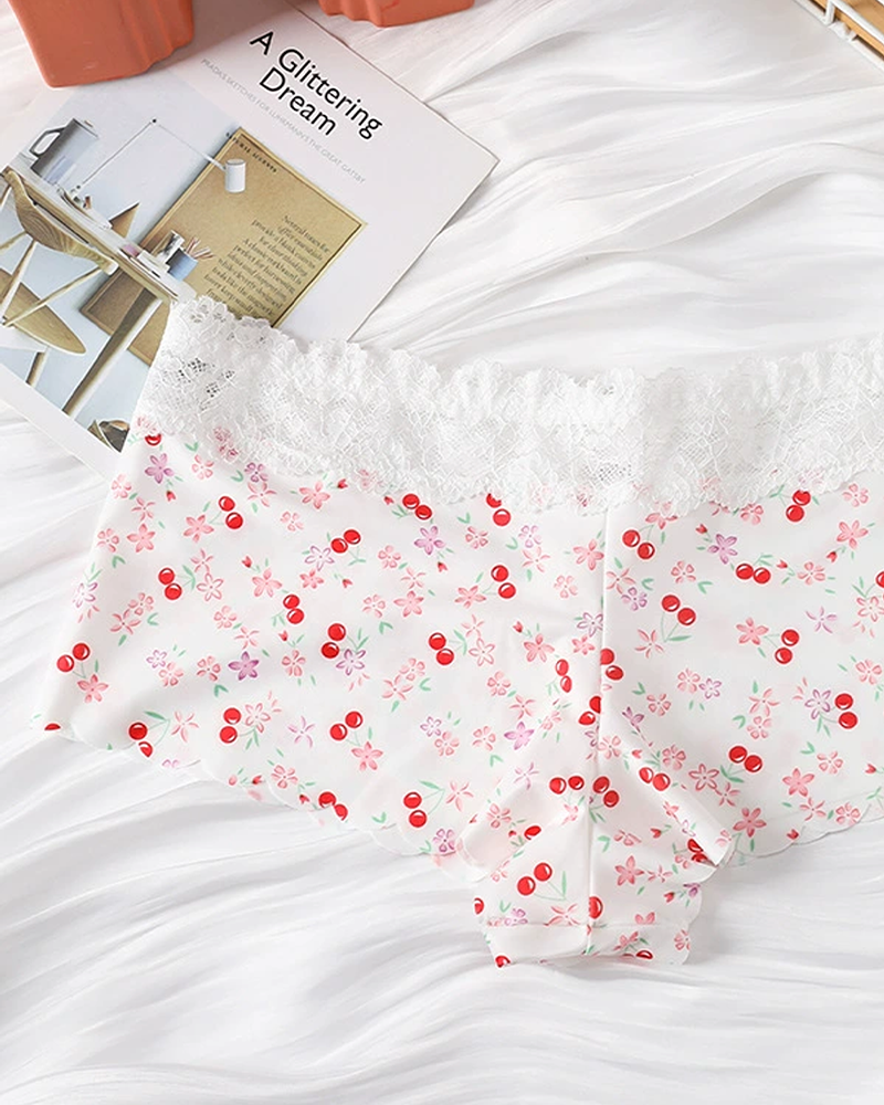 Lace Trim Mid-Rise Panties