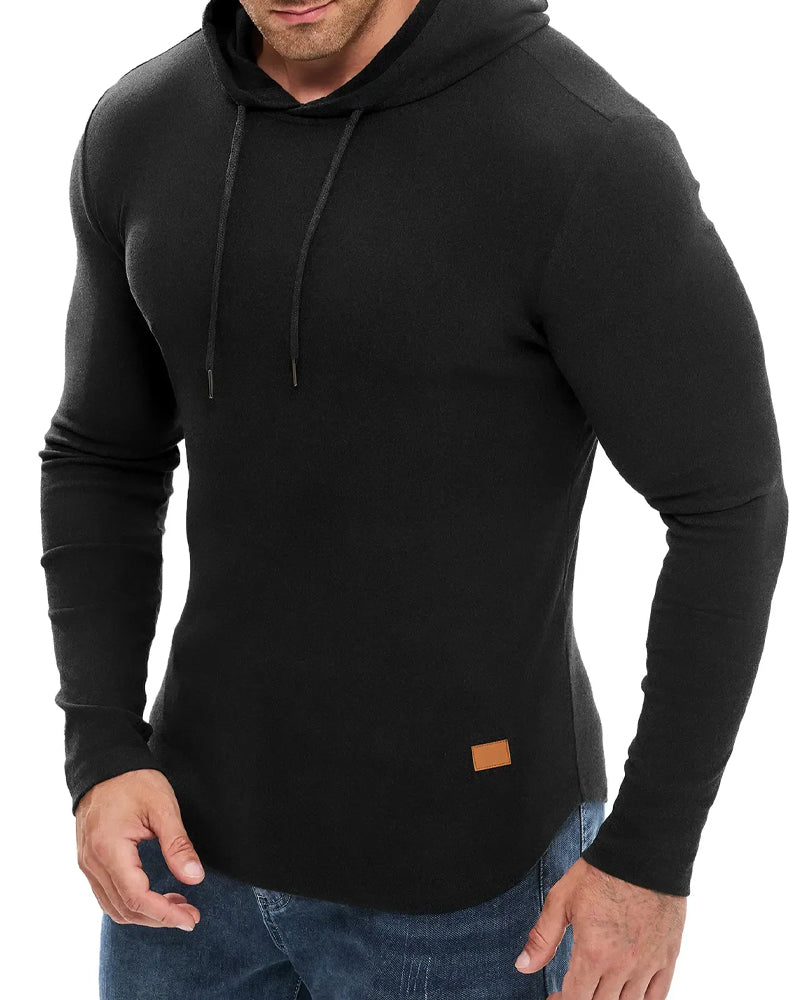 Men's Solid Color Long Sleeve Hooded Sweatshirt