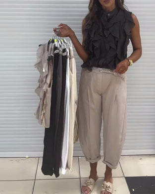 Aumora Designer Ruffle Sleeveless Tank Top