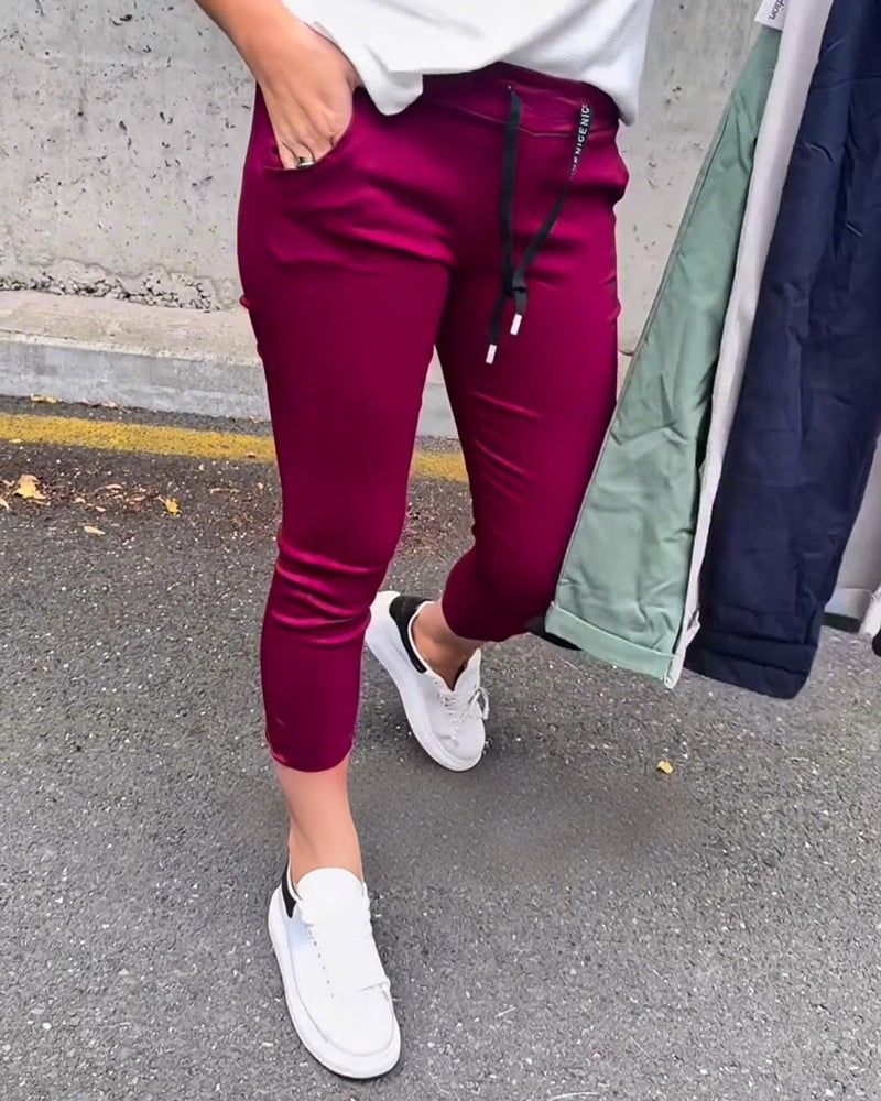 Elastic Drawstring Pencil Pants